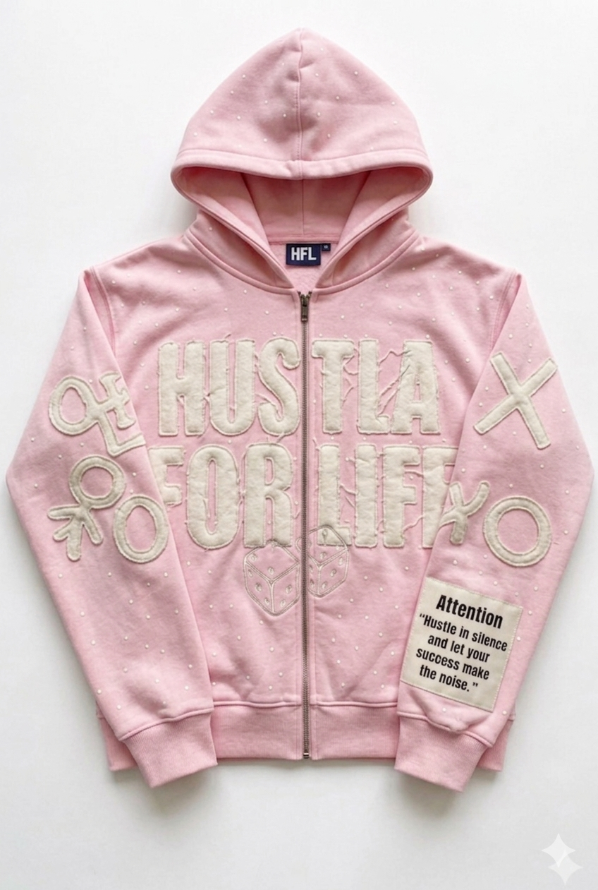 PINK CHASE MONEY NOT PEOPLE ZIP-UP