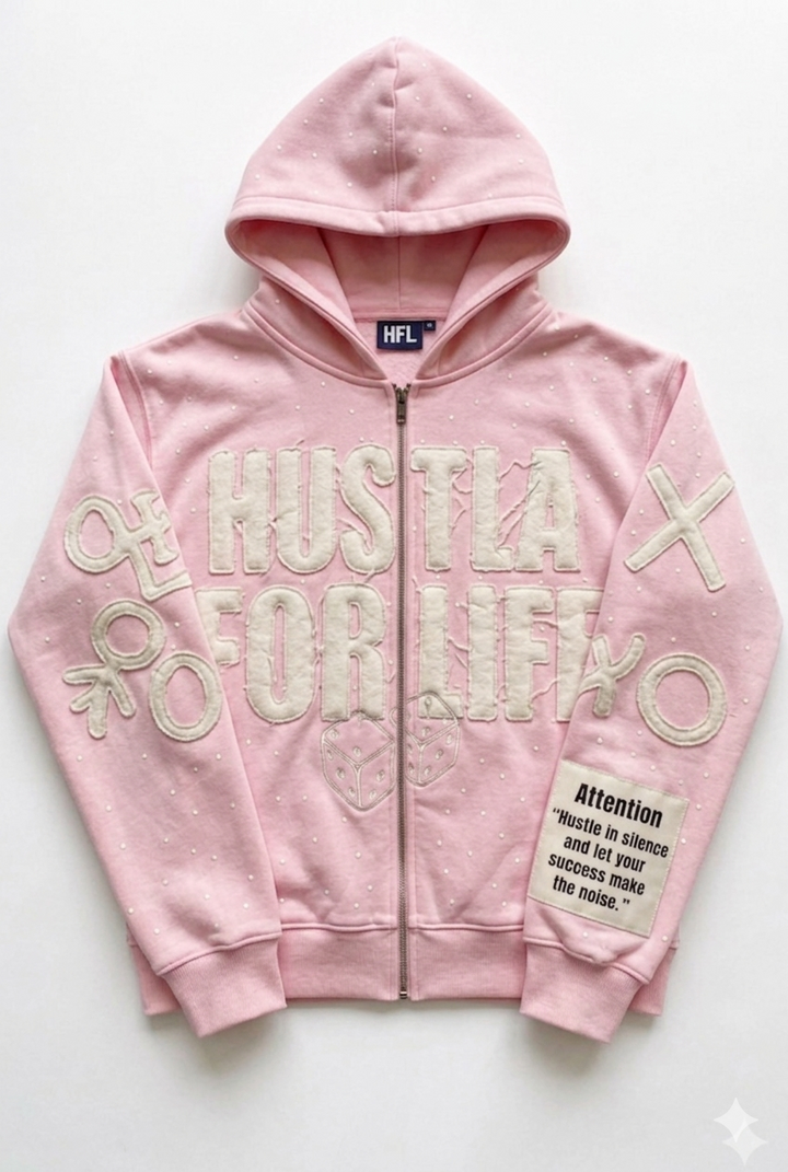 PINK CHASE MONEY NOT PEOPLE ZIP-UP