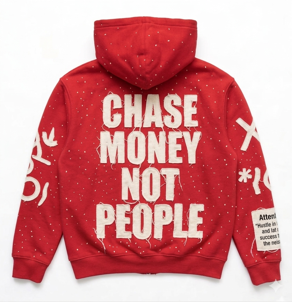RED CHASE MONEY NOT PEOPLE ZIP-UP