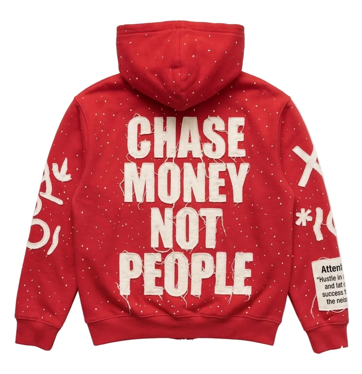 RED CHASE MONEY NOT PEOPLE ZIP-UP