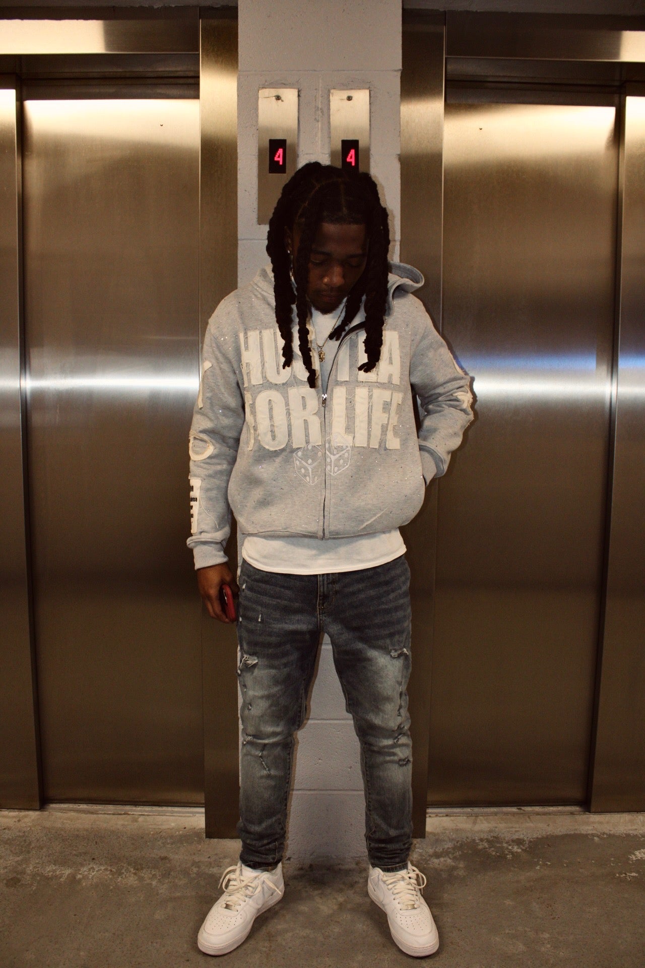 GRAY CHASE MONEY NOT PEOPLE ZIP-UPS