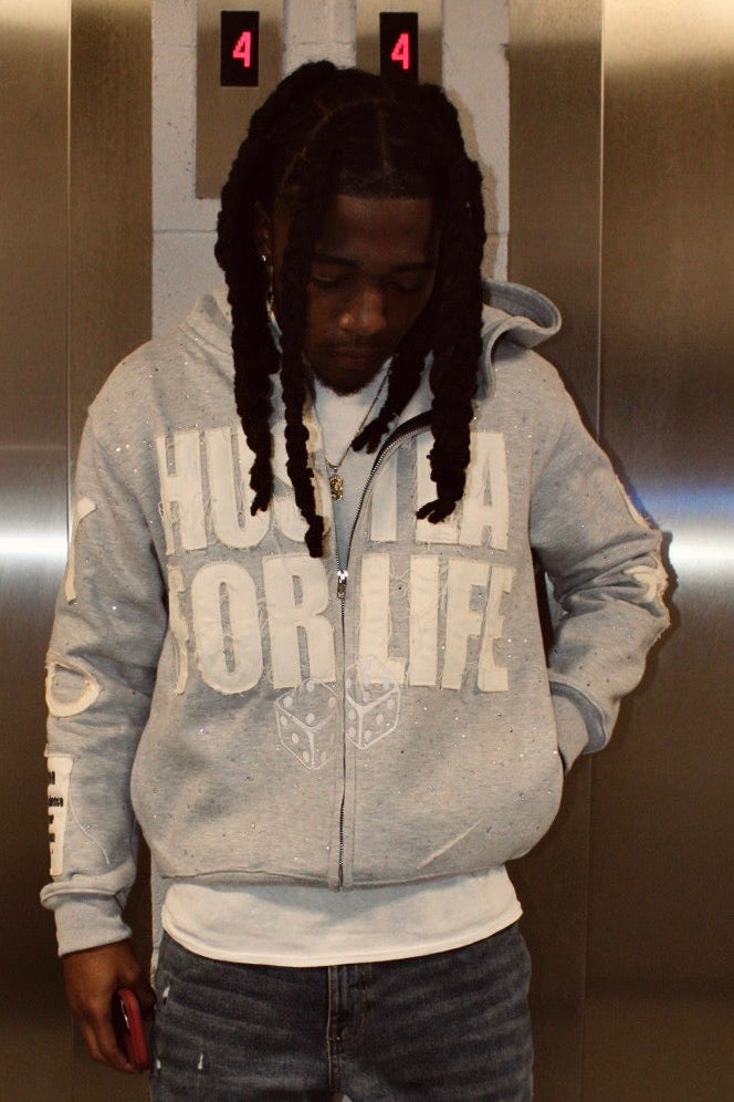 GRAY CHASE MONEY NOT PEOPLE ZIP-UPS