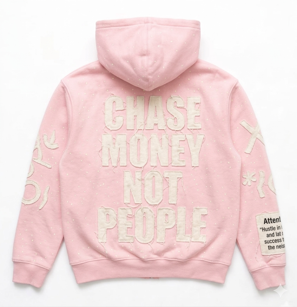 PINK CHASE MONEY NOT PEOPLE ZIP-UP