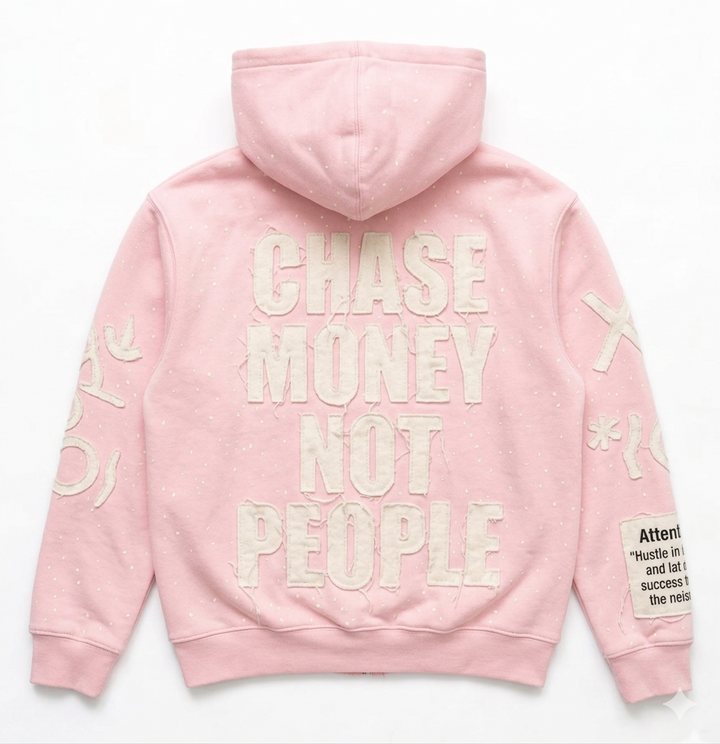 PINK CHASE MONEY NOT PEOPLE ZIP-UP